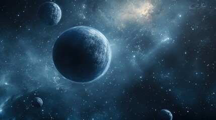 Cosmic expanse with celestial bodies