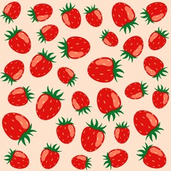 Strawberry seamless pattern. Summer background. 