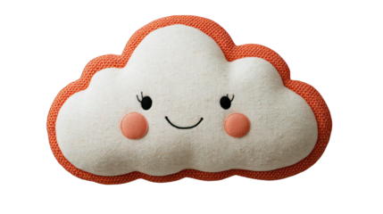 Decorative cloud-shaped pillow on a white background