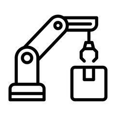 Robot Manufacture outline icon. robot factory black line illustration.