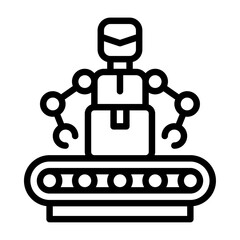 Fototapeta premium Robot Worker outline icon. Robot Worker black line illustration.