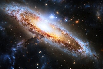 galaxy with tidal tails from a collision, highlighting the explosive remnants and luminous star clusters resulting from the catastrophic event