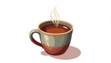 Obraz premium Rustic handmade mug filled with herbal tea, cozy warmth