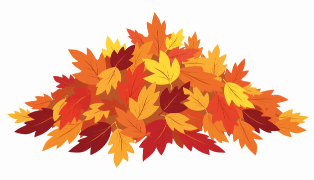 Stylized autumn leaves pile on white background, seasonal beauty