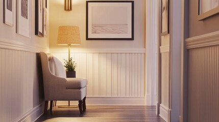 Elegant Interior Design with Cozy Armchair and Warm Lighting in a Modern Living Space