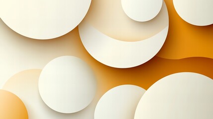 Overlapping circles create an abstract modern design with shadows against a gradient orange background.