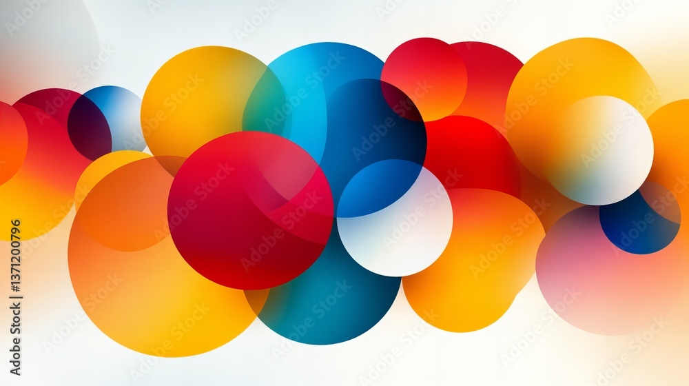 Aufkleber overlapping colorful circles create a vibrant abstract design on a gradient background with bright t