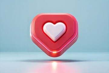 3D rendering of a floating social media heart icon, symbolizing digital engagement. (3d-icon)