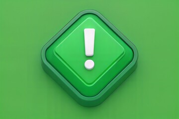 3D rendering of a green warning sign, symbolizing caution and alerts. (3d-icon)