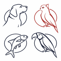 Fototapeta premium Minimalist pet logo collection with clean lines