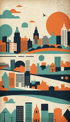 Obraz premium City Architecture. Oil painting. Printable pattern for wall decorations