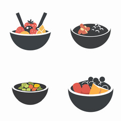 Smoothie bowl vector icon, nutritious blended meal, colorful toppings
