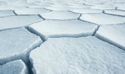 Obraz premium A detailed view of hexagonal salt formations creates a textured, geometric pattern.