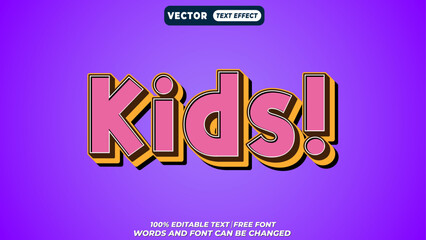 Bold 3d editable kids text effect. Colorful typography for posters, games, and education