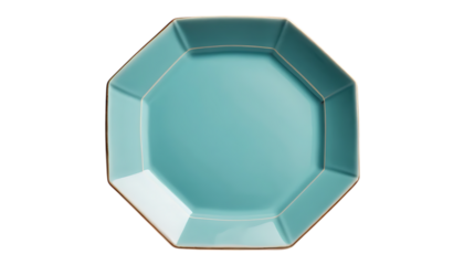  Octagonal turquoise ceramic plate with a smooth png