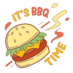 It's BBQ Time! Delicious Double Cheeseburger Illustration