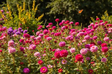 Obraz premium Vibrant flowers blooming in a sunny garden 