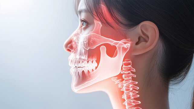 日本人女性の横顔とX線で見る顎関節症の可視化資料