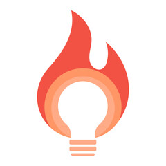 Light bulb with fire logo
