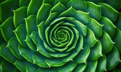 Fototapeta premium A visually striking echeveria succulent showcases its intricate spiral of fleshy green leaves in a mesmerizing close-up.