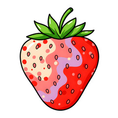 Colorful cartoon strawberry with dreamy sparkles and gradient tones