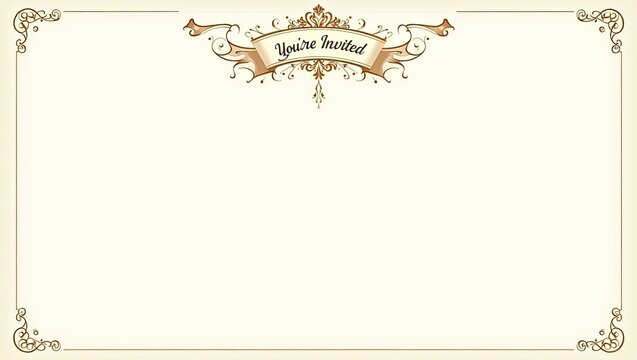 Ornate Customizable Invitation Design: This inviting image showcases a customizable template with a refined, traditional style. The intricate gold frame, decorative corners, and elegant typography pro