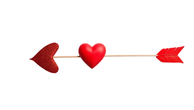 cupid's arrow with red heart shaped png