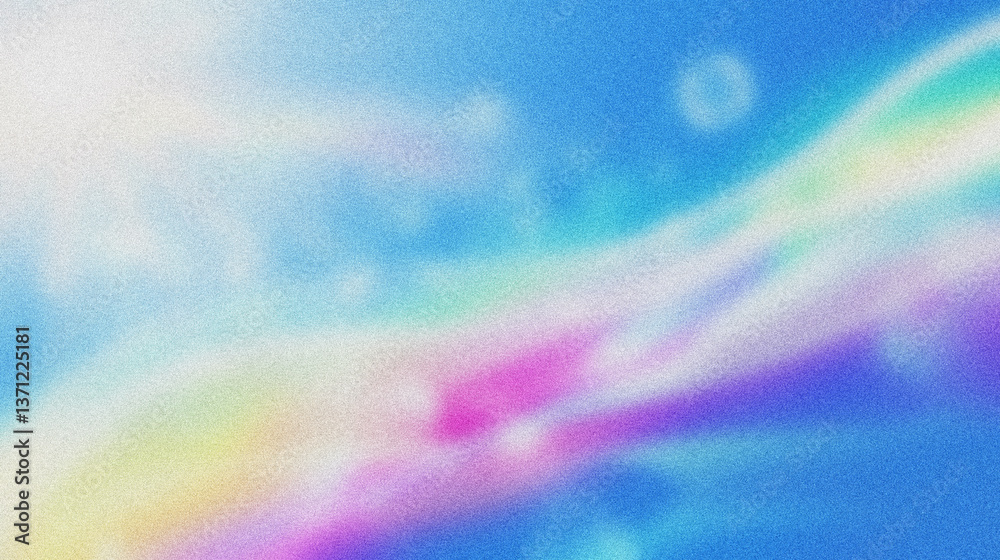 Wall mural bright glossy gradient background with colorful waves and grainy texture