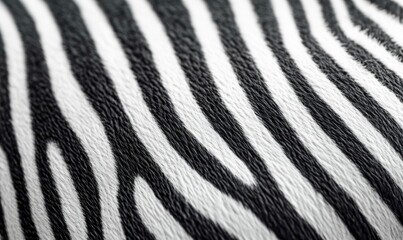 A striking close-up showcases the intricate black and white stripes of a zebra's unique fur pattern.