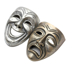 Comedy and tragedy masks theater drama acting performance arts entertainment greek roman culture history symbol transparent background