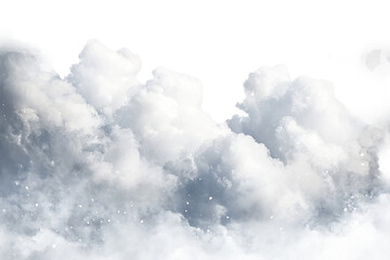 White Fluffy Clouds with Sparkling Particles Against a Transparent Background, PNG