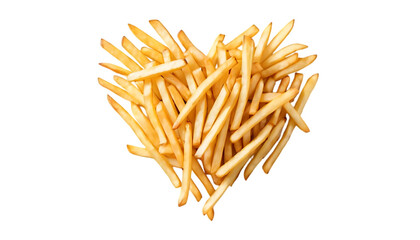  Golden French fries in heart shape png