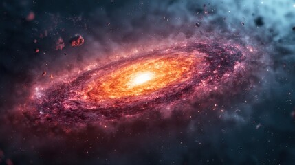 Obraz premium Cosmic event accretion disk formation around a spinning galaxy space digital art nebula cosmic phenomenon