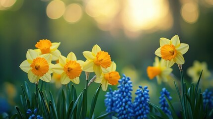 Obraz premium Stunning Spring Daffodils in the Golden Hour