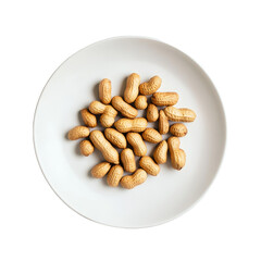 Fototapeta premium Freshly harvested peanuts arranged neatly on a transparent plate against a clean transparent background, peanut in plate on transparent background