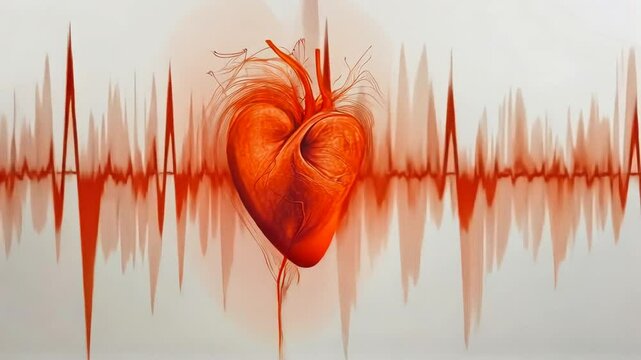 Heartbeat Illustration With ECG Waveform Reflecting Heart Activity Generative AI