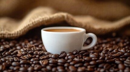 Fototapeta premium Aromatic Espresso: Coffee Beans and a Cup of Espresso