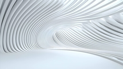 Obraz premium Abstract White Interior Tunnel With Geometric Lines