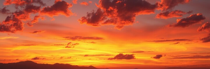 Fototapeta premium A panoramic view of a dramatic sunset