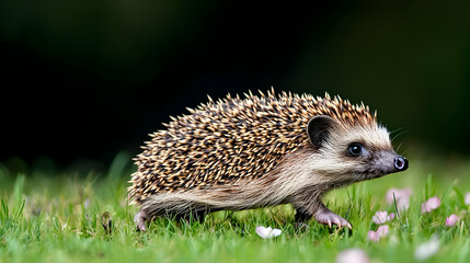 Fototapeta premium Hedgehog Walking On Grass