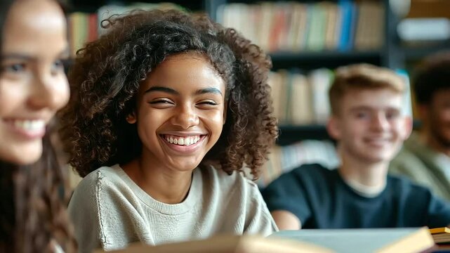 Joyful students engage in a lively classroom atmosphere, filled with laughter and educational activities.