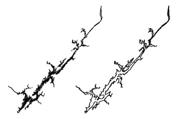 Lake Guntersville Reservoir (United States of America, North America, us, usa, Alabama) map vector illustration, scribble sketch Guntersville Dam map