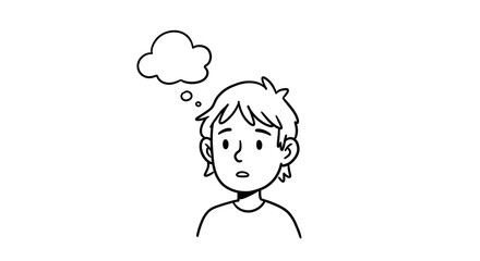 Thoughtful person sketch with thought bubble