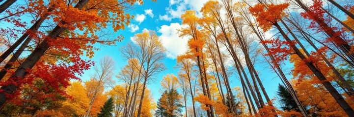 Fototapeta premium Looking up through a canopy of trees in a forest