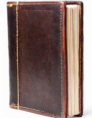 Old Leather Book Cut Out Seamlessly Against a Void with Pages and Spine Clear