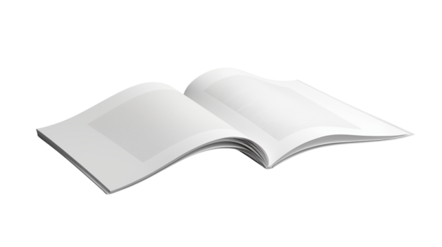 Open book mockup blank white pages template for design presentation and advertisement 92char transparent backgroundisolated on transparent background	