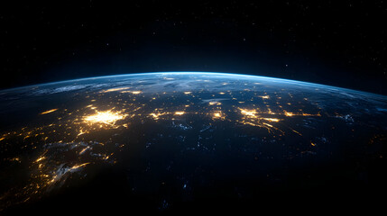 Obraz premium Earth At Night From Space