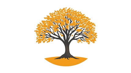 Naklejka premium A stylized tree illustration depicting autumn colors and natural elements