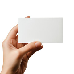 Obraz premium A hand holding a blank card against a transparent background for versatile use in marketing or personal messages, Hand Holding Blank Card transparent background