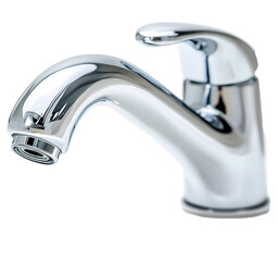 modern chrome water faucet with reflective surface isolated png transparent cutout